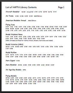 List of HAFFA Library Contents